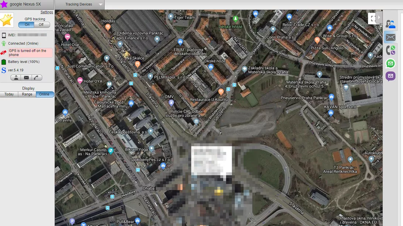 A screenshot of an interface for tracking a targeted device remotely.